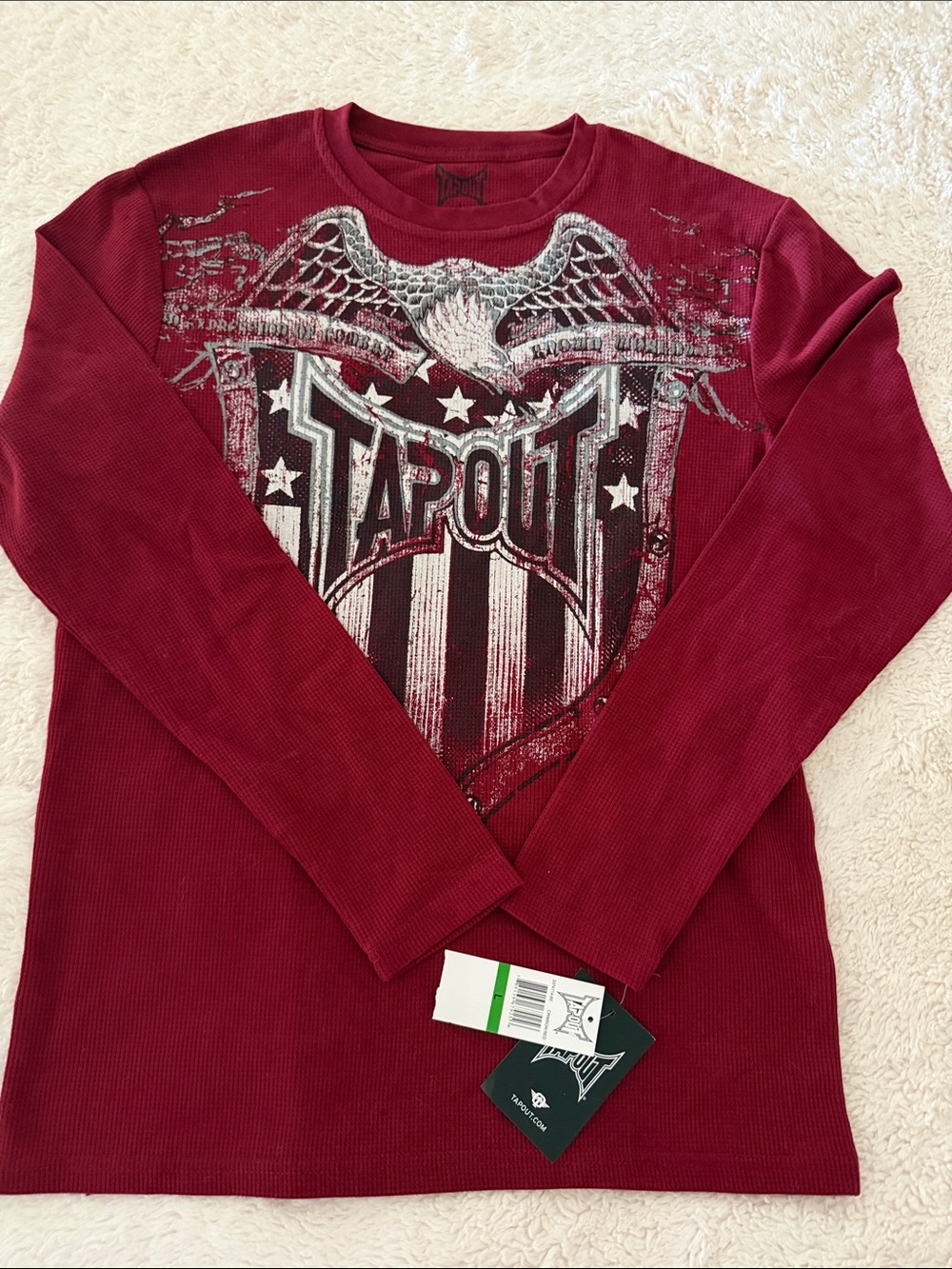 NWT Men’s | Tapout | Long Sleeve Graphic Tee in Deep Burgundy | Size Large